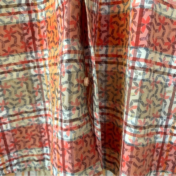 Orange check plaid geometric design short sleeve shirt by Tuttle Sportswear - Picture 14 of 16